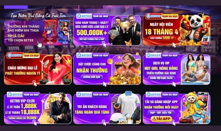 Khuyến Mãi Bet88 Cơ Hội Vàng Tối Ưu Lợi Nhuận Cá Cược 1 Vô vàn các khuyến mãi Bet88 hấp dẫn tặng người chơi